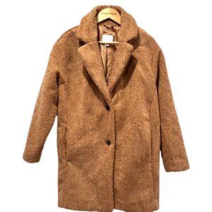 Daily Ritual Oversized Teddy Coat, NWT, Tan, XS